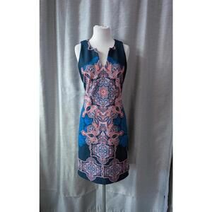 Navy Pink Paisley Neoprene Summer Tank Dress 8